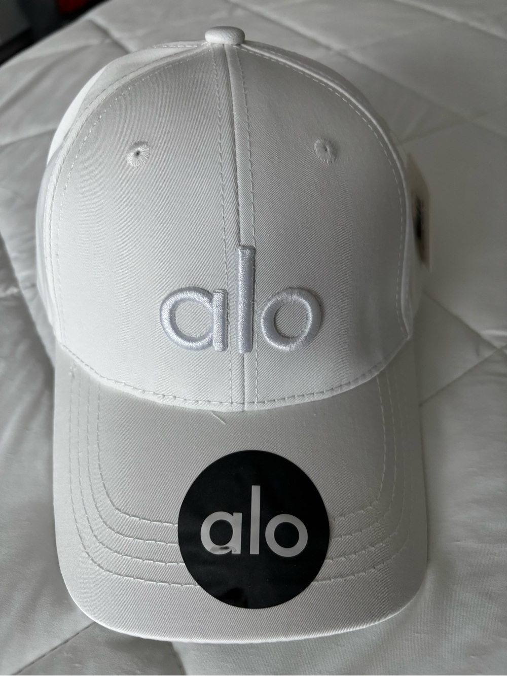ALO Yoga Women’s White Baseball Hat with Embroidered Logo